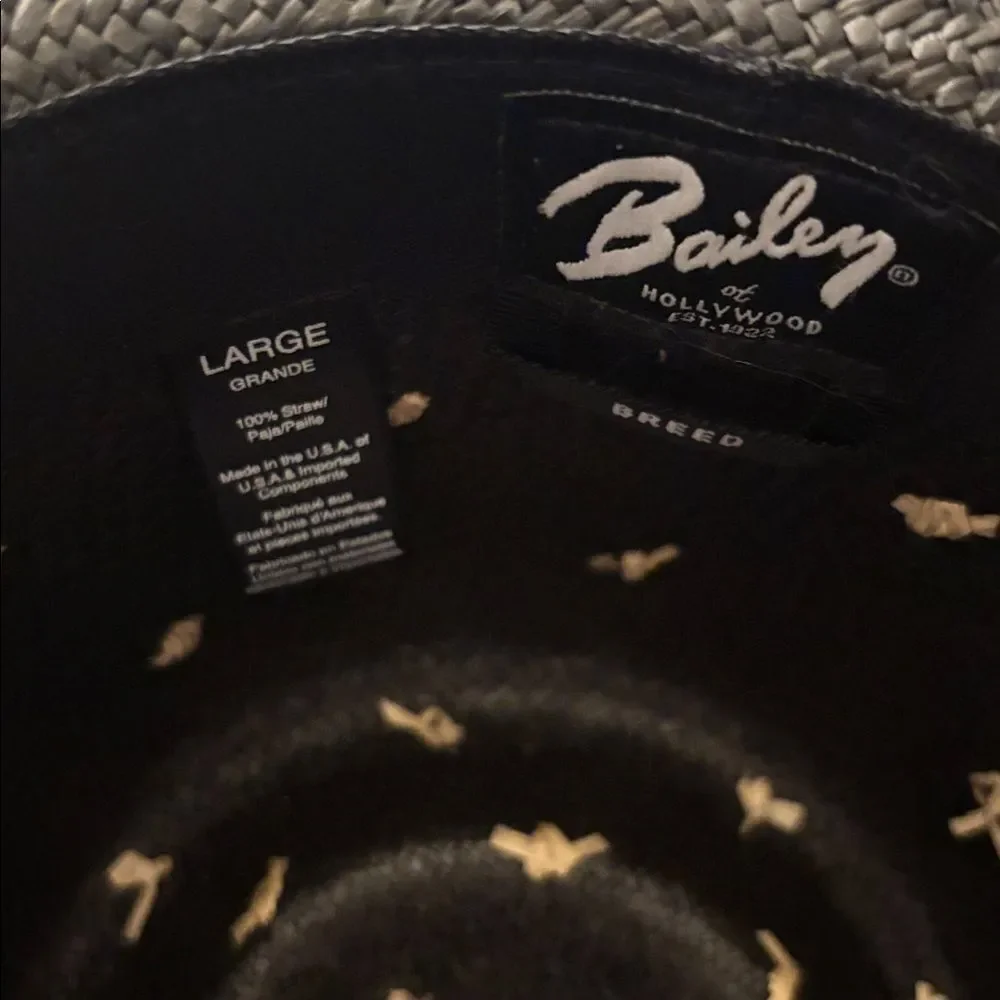 Rare Bailey Tor Straw Hat  in Black / Natural Dots Size L / New No Tags